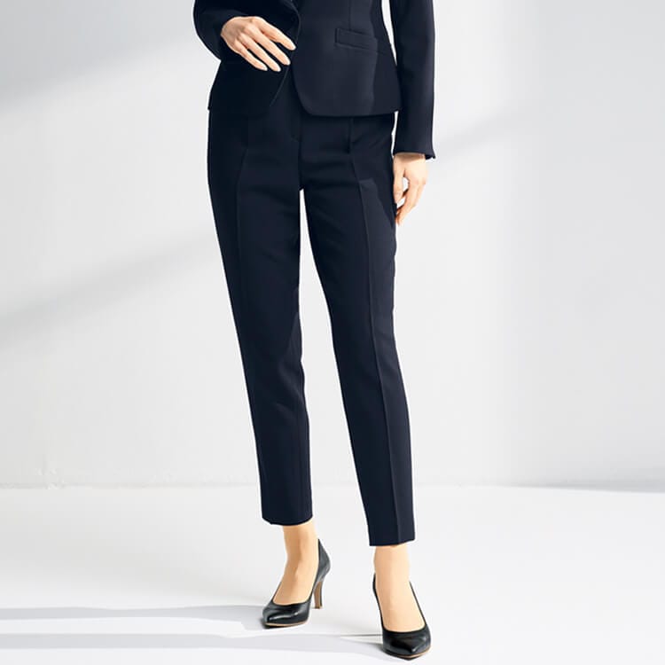 【事務服テーパードパンツ】オールシーズン「ウエスト5cm伸縮」2WAYストレッチ・2色 5～19号 / オフィス制服 （JOI71413）