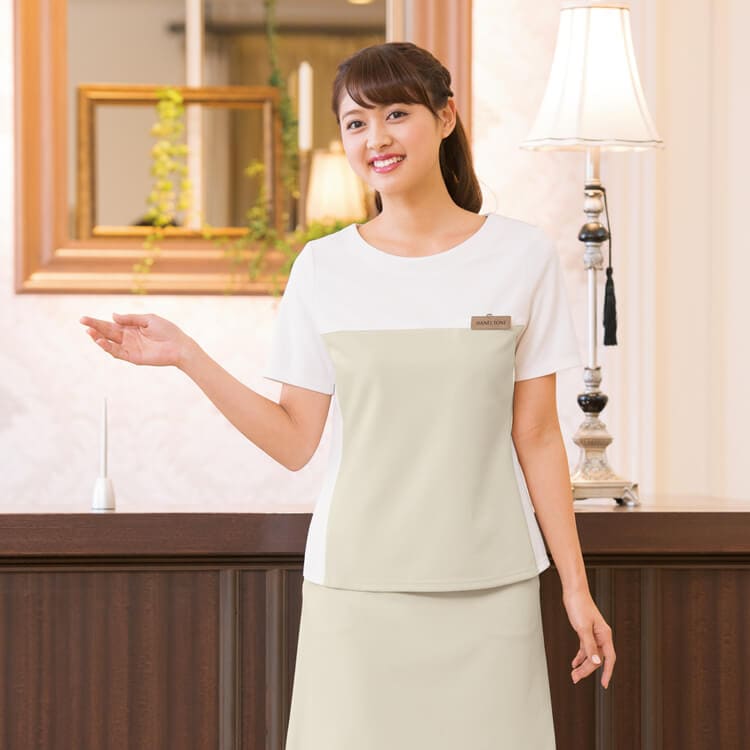 【エステ制服 プルオーバージャケット】レディース「ニット素材＆配色デザイン」ストレッチ・ノーアイロン・静電気防止・手洗い 7～19号 3色 / 施術用ユニフォーム (HTH9173)