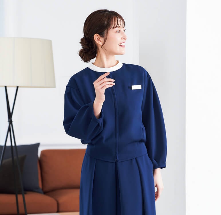 【エステ制服ジャケット】エコ素材「左右に腰ポケット付き」制菌加工 5～19号 / 3色（HTH9200）