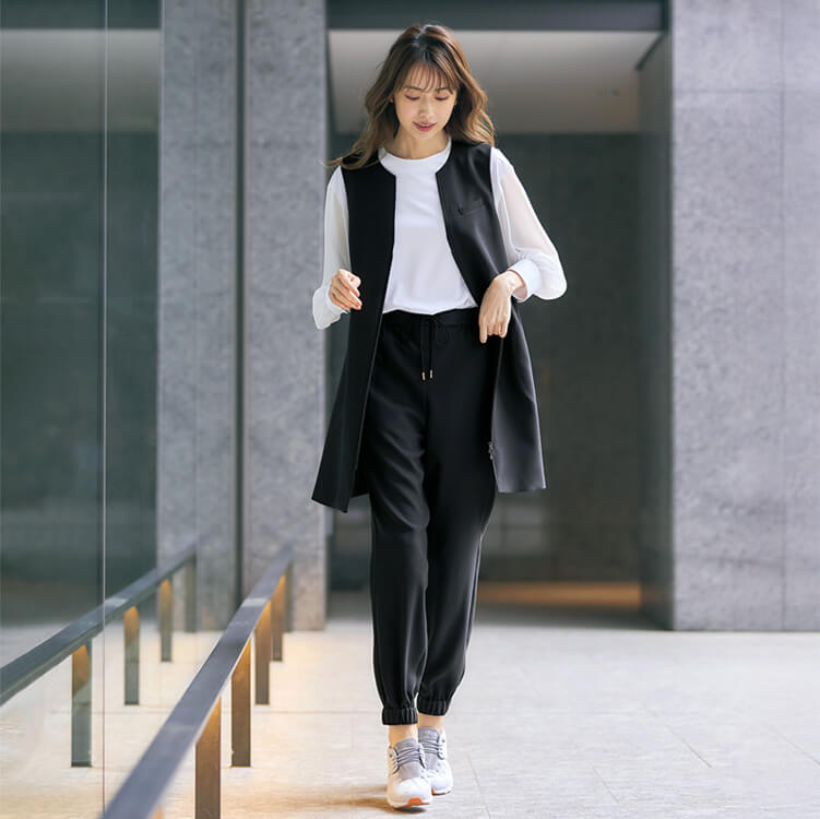 ジョガーパンツ｜オフィス制服・ストレッチツイル素材・ウエストゴム