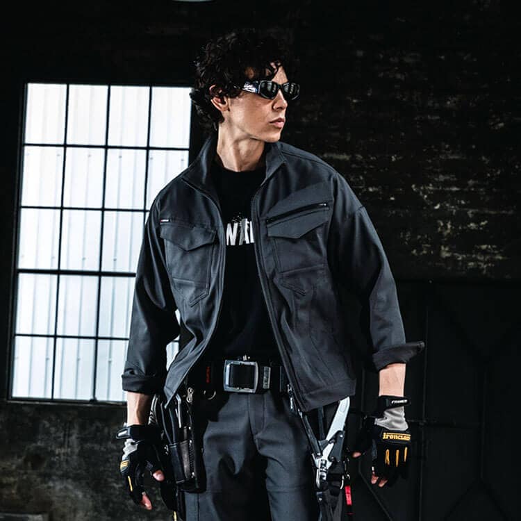 【作業服ブルゾン 秋冬向き】男女兼用・ストレッチ「JIS T8118制電適合」伸長率25％  S～5L / 4色（KKH1911）