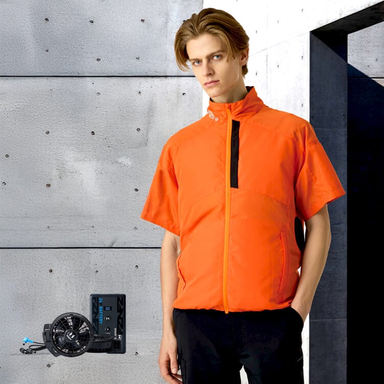 予約販売中！【空調風神服 半袖フルセット】2026年モデル「24Vバッテリー・ファン・半袖ブルゾン」S～5L / 7色（SAEKF96030_24VSET2026）