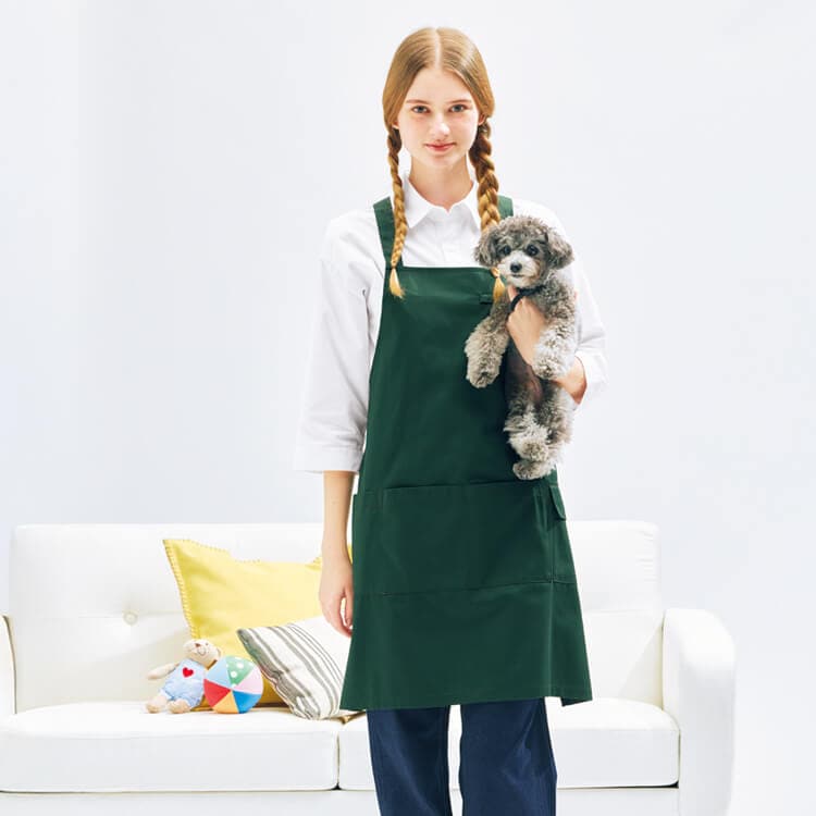 【介護ユニフォームエプロン】防汚・撥水「便利な多ポケット付き」エコ素材・グリーン購入法対応 M～L / 8色（KAHCAE005）