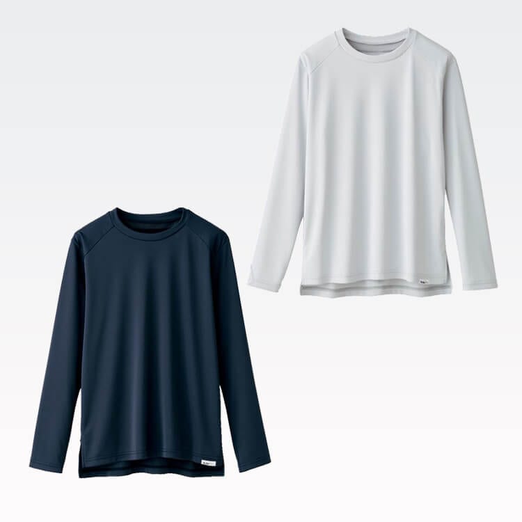 【空調服インナー 長袖Tシャツ】男女兼用・防汚「清潔素材 TioTio加工」抗菌・消臭 S～LL / 2色（SEL6566）