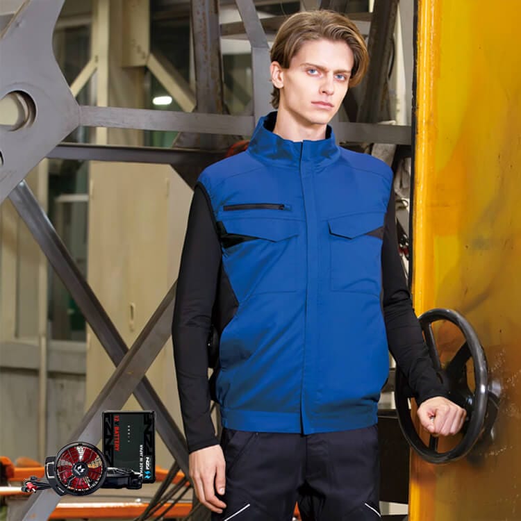 予約販売中！【空調風神服 ベスト】フルセット「作業着ベスト＋12Vバッテリー＆ファンセット」S～6L / 4色 (SAEKF92652_12VSET2026)