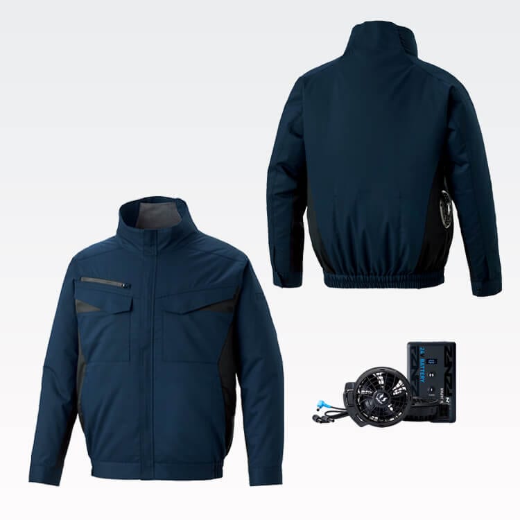 予約販売中！【空調風神服ブルゾン】フルセット「24Vバッテリー＆ファンセット＋作業服ブルゾン」S～6L / 4色 (SAEKF92651_24VSET2026)