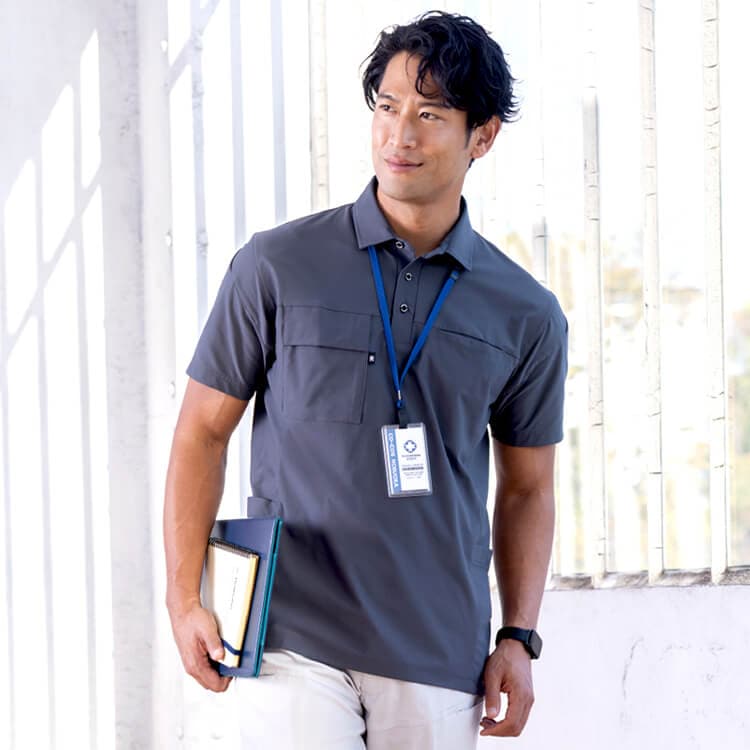 【作業着 ポロシャツ半袖】男女兼用「脇に保冷剤ポケット付き」清涼素材 SS～6L / 4色（NOKAG3187）