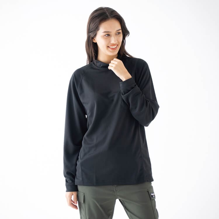 【作業着 長袖Tシャツ】ローネック・男女兼用「胸ポケット付き」吸汗速乾 M～5L / 5色（NOKAS658）