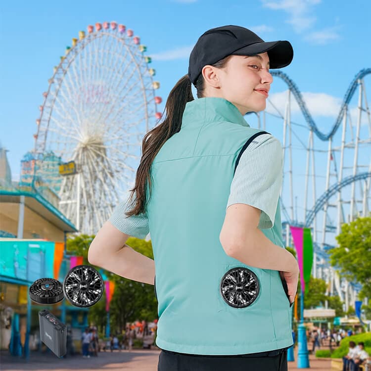 【空調服ベスト フルセット】最大風量76.0L「14.4Vバッテリーファン+ウェア」S～3L / 3色（SEL7023-7021）