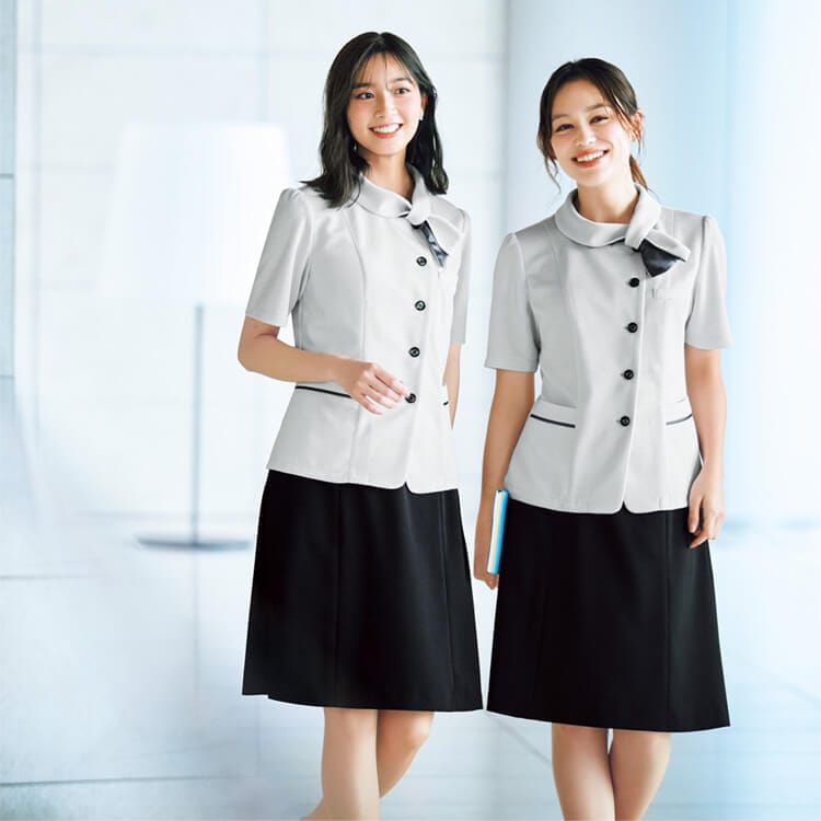 事務服 オーバーブラウス半袖｜上品な夏用制服・ショップ店員や受付に