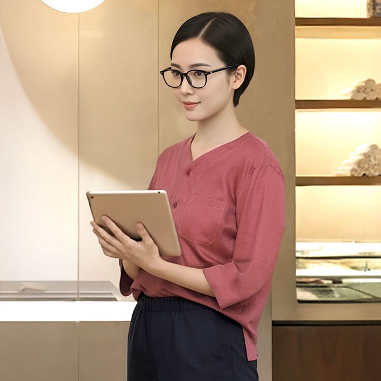 【和風制服 衿無しシャツ】男女兼用「高通気素材」ECO SS～4L / 5色（BOMFB4578U）