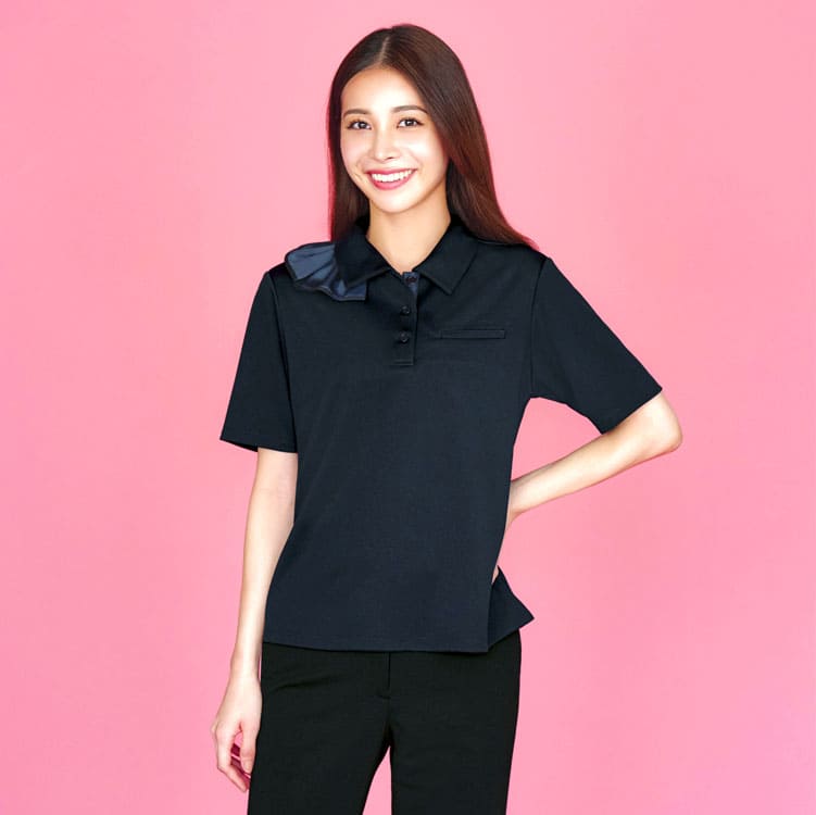 【事務服 ポロシャツ】制菌「通気度134 涼しい素材」スカーフループ付き・防臭加工SS～5L / 2色（KAHESP1033）