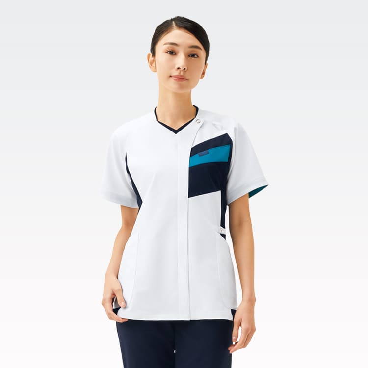 【ジップスクラブ 男女兼用】胸元ケア「軽さと柔軟性 快適素材」軽量ストレッチ SS～4L / 2色（FOL7120SC）