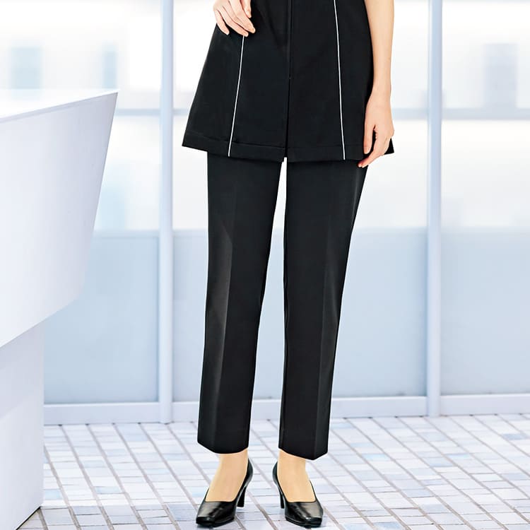 【テーパードパンツ】マリークワント・ニット素材「美脚シルエット」ウエストゴム仕様  S～4L / ブラック（CHSM63401）