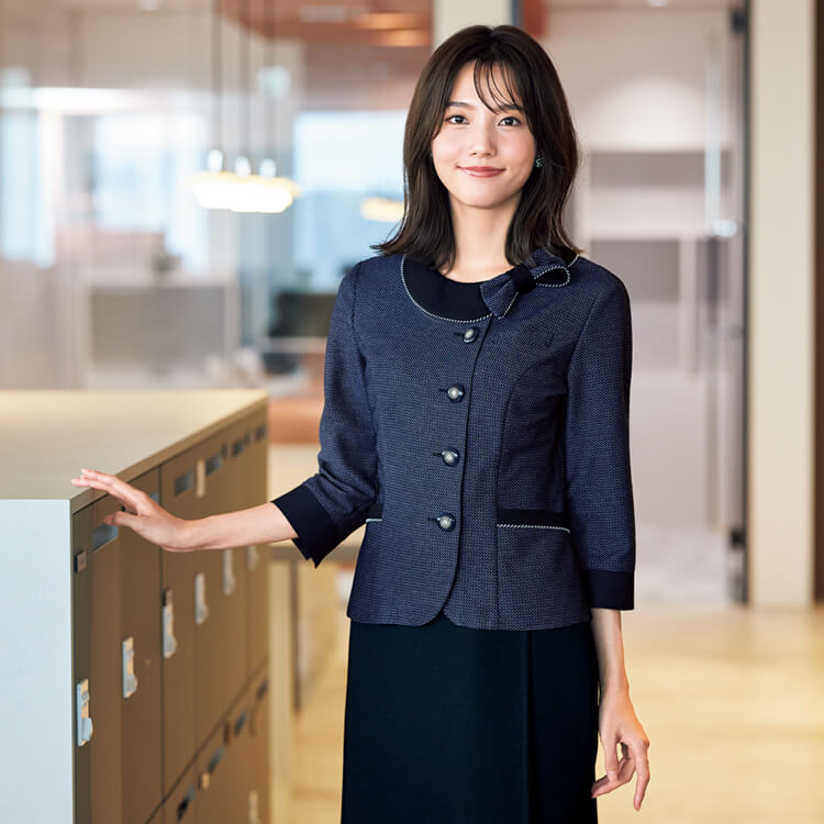 【オフィス制服 オーバーブラウス】七分袖「タテ・ヨコ 2WAYストレッチ」吸汗速乾 5号～19号 / 2色 (JOI26775)