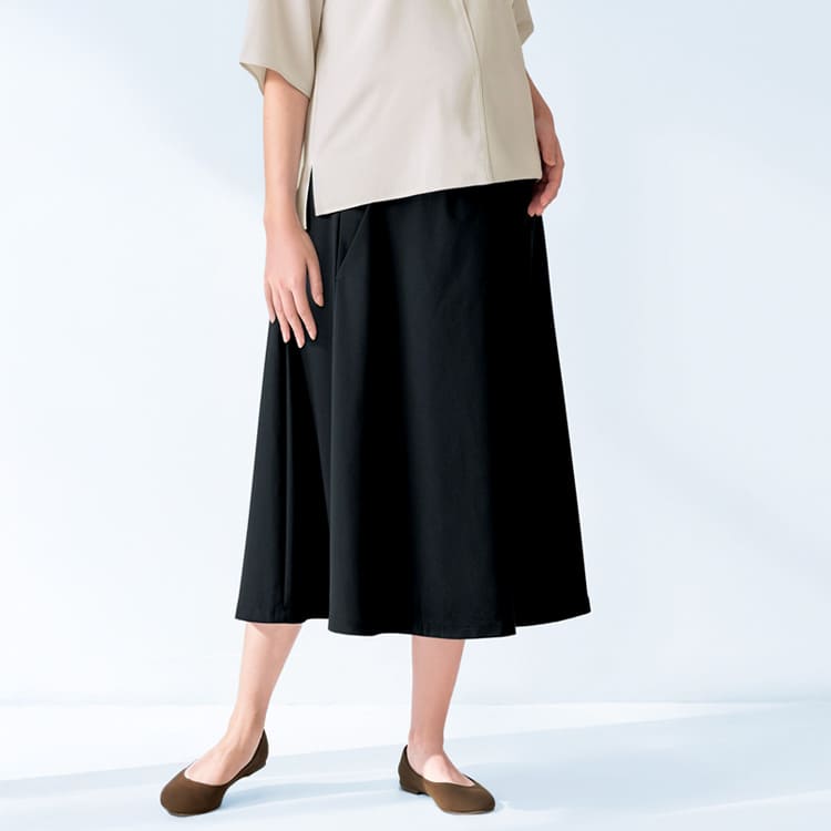 【事務服 マタニティスカート】ロング丈「マタニティ仕様の安心デザイン」S・M・L / ブラック (BOMAMS2200)