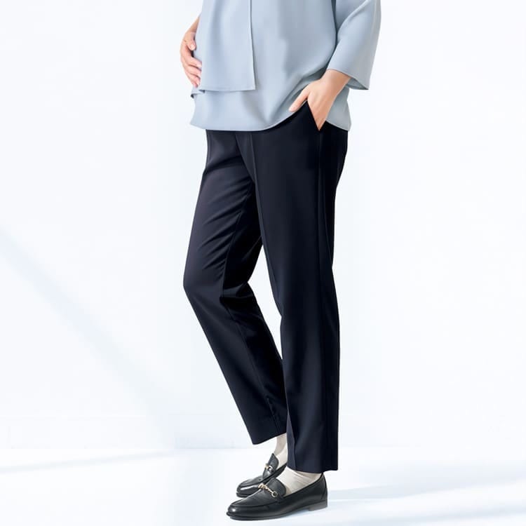 【事務服 マタニティパンツ】ロング丈「妊婦さんも安心の機能性」S・M・L / ブラック (BOMAMP6200)