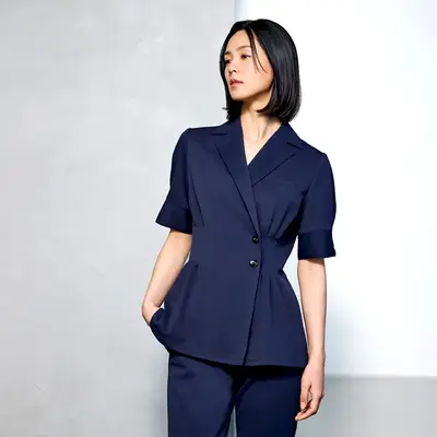 エステ制服ジャケット 半袖｜チュニック・高通気素材・伸縮性性に優れ