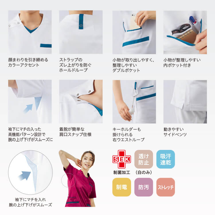 スクラブ 上下セット｜住商モンブラン・男女兼用・透け防止 裏地・夏も