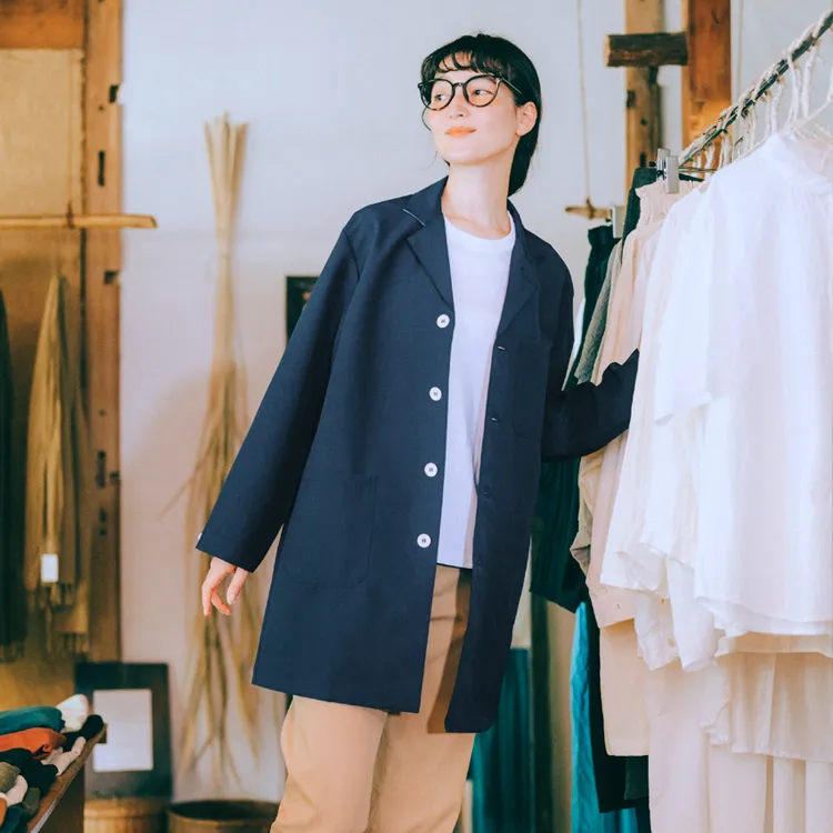 接客制服 ショップコート「ビンテージ加工×落ち着いたカラー」制電 S