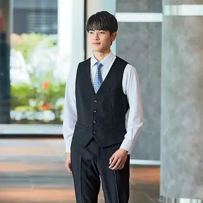ベスト メンズ用｜サービス業制服・繊細なチェック柄・ジャケットと