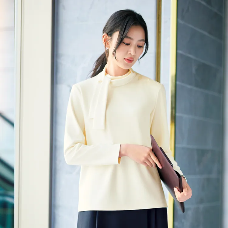 事務服プルオーバー｜ボンマックス BCK7110・ボウタイが華やかな印象