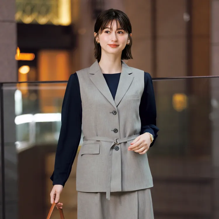 ロングベスト ジレ｜事務服・ボンマックス BCO5115・2WAYストレッチ