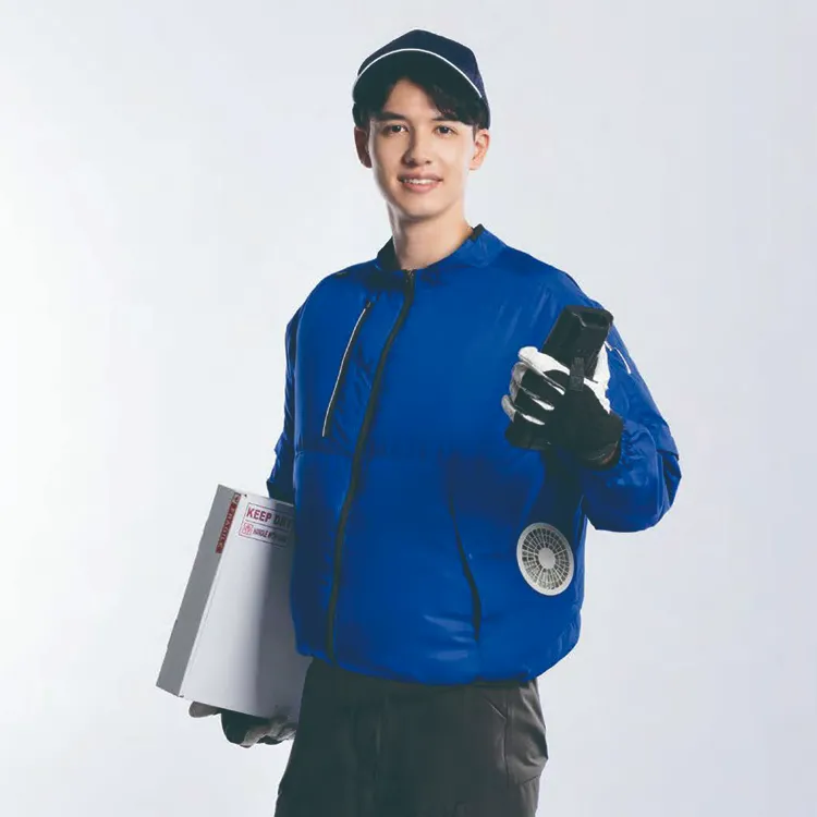 空調服 青色 ファン2基 バッテリー付き 空調服ブルゾン 25Vセット】男女兼用「ファン＋バッテリー＋ブルゾンの
