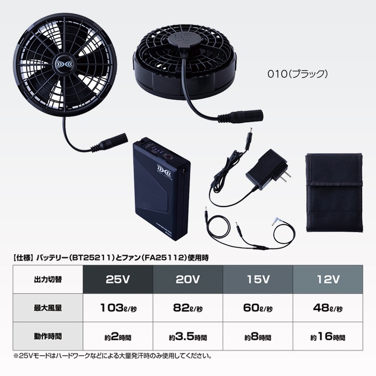 ZERO STAGE 空調服用ファンセット 25V 130L/s 新品未使用品 ファン付きウェア 長袖｜空調服セット・ファンが背もたれに干渉しない