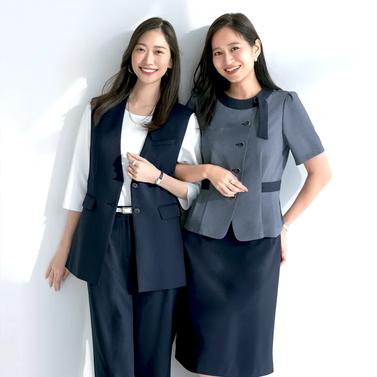 【ちゃま】セロリー 事務服 11号 オーバーブラウス スカート ネイビー 事務服オーバーブラウス｜セロリー・UVカット・清潔感が続く 汚れ除去
