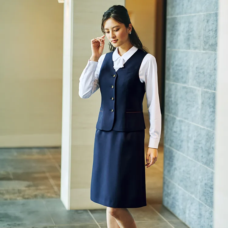 事務服Aラインスカート｜ピエ・オールシーズン素材・チェック柄