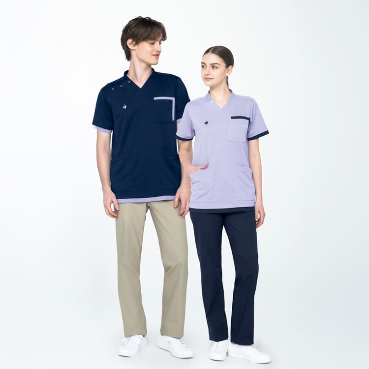 スクラブ 半袖｜UZL3212 ルコックスポルティフ 吸汗速乾ドライメッシュ