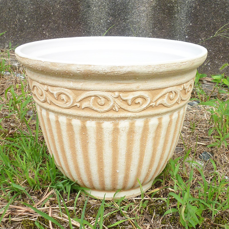 【AR3-30W】 【10号】 【底穴有】アンティーク風レジンポットφ31