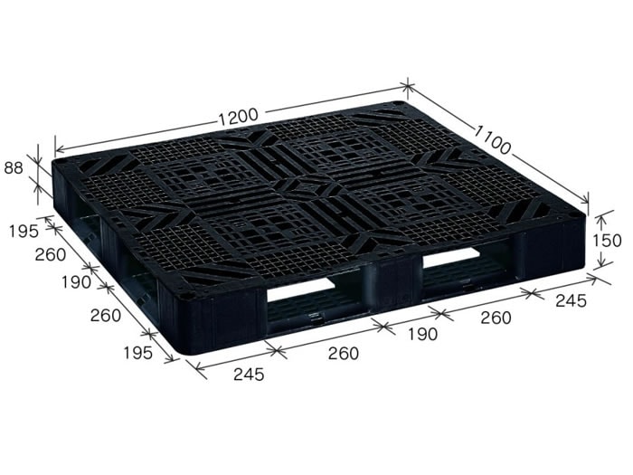 岐阜プラスチック工業 プラスチックパレット JL-D4・1211 ブラック