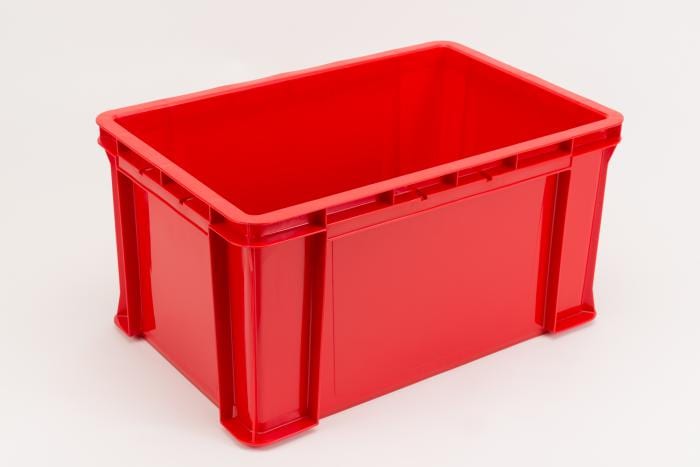 赤いプラスチック製正方形 カラーコンテナ DO-ST-54B赤 特注100個セット