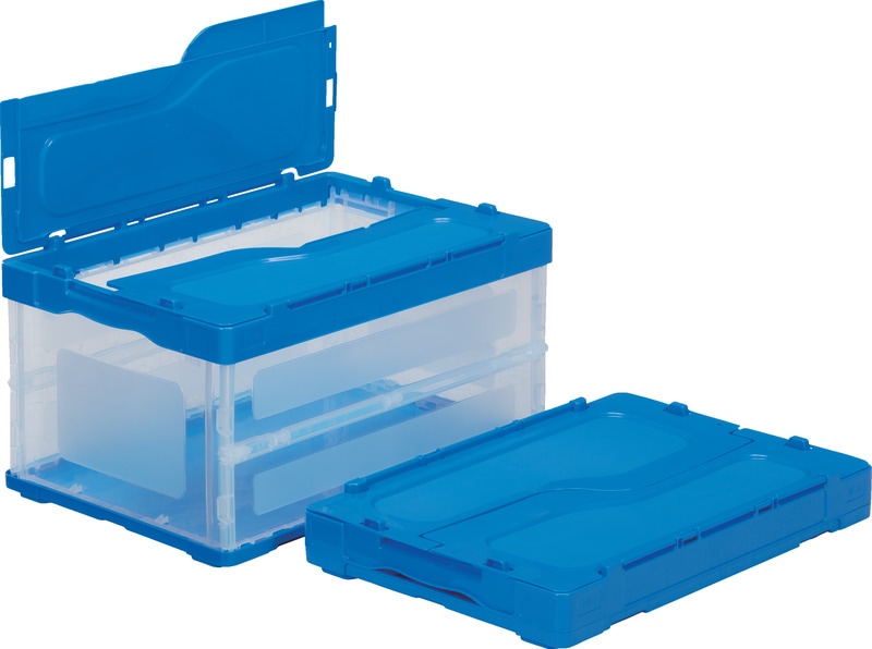 三甲 折りたたみコンテナ サンクレットオリコンF41B 透明／ブルー 容量