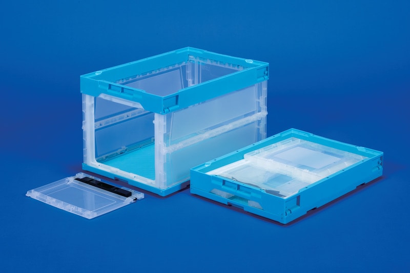 三甲 折りたたみコンテナ オリコンラックL51B(短側扉あり) 透明