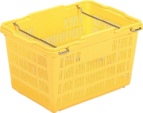 三甲 万能バスケット3型(ハンドル付) イエロー 容量24.6L 網目メッシュ