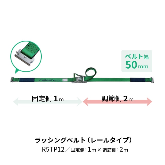 オールセーフ ラッシングベルト レールタイプ 固定側/1m×調節側/2