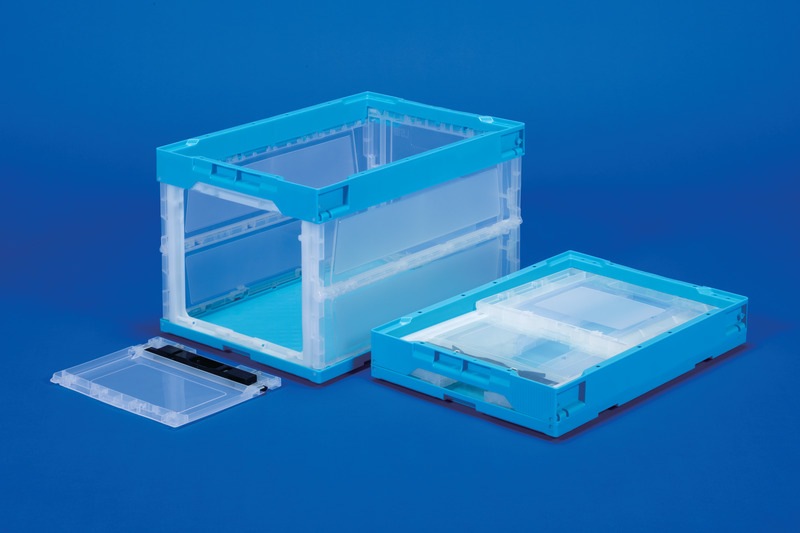 三甲 折りたたみコンテナ オリコンラックL51B(短側扉あり) 透明