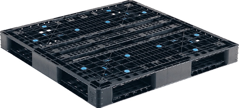 三甲 プラスチックパレット R4-1111-5 再生ブラック 重量10.2kg 4方向