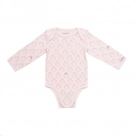 BiNKi 長袖ロンパース オーガニックコットン100% ビンキペンギン柄 ピンク オランダ発のダッチデザイン Long sleeve romper M/L/XL