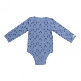 BiNKi 長袖ロンパース オーガニックコットン100% ビンキペンギン柄 ブルー オランダ発のダッチデザイン Long sleeve romper M/L/XL