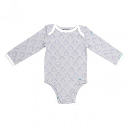 BiNKi 長袖ロンパース オーガニックコットン100% ビンキペンギン柄 グレー オランダ発のダッチデザイン Long sleeve romper M/L/XL