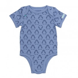 BiNKi 半袖ロンパース オーガニックコットン100% ビンキペンギン柄 ブルー オランダ発のダッチデザインShort sleeve romper M/L/XL