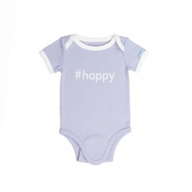 BiNKi 半袖ロンパース オーガニックコットン100% ビンキ #happy ロゴ ライラック色 オランダ発のダッチデザイン Short sleeve romper lilac grey M/L