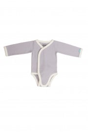 BiNKi 前開き 長袖ロンパース オーガニックコットン100% ライラックグレー オランダ発のダッチデザイン Kimono romper lilac grey