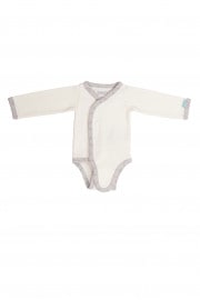 BiNKi 前開き 長袖ロンパース オーガニックコットン100% ホワイト オランダ発のダッチデザイン Kimono romper ｗhite