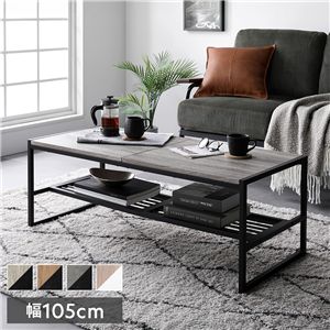 ローテーブル 単品 幅105cm ヴィンテージ 収納棚 アジャスター付 スチール センターテーブル リビング インテリア家具(卸商品)