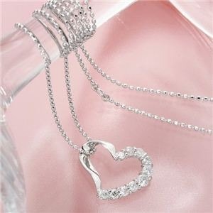 K18WG 0.3ctハートダイヤモンドペンダント/ネックレス(卸商品)